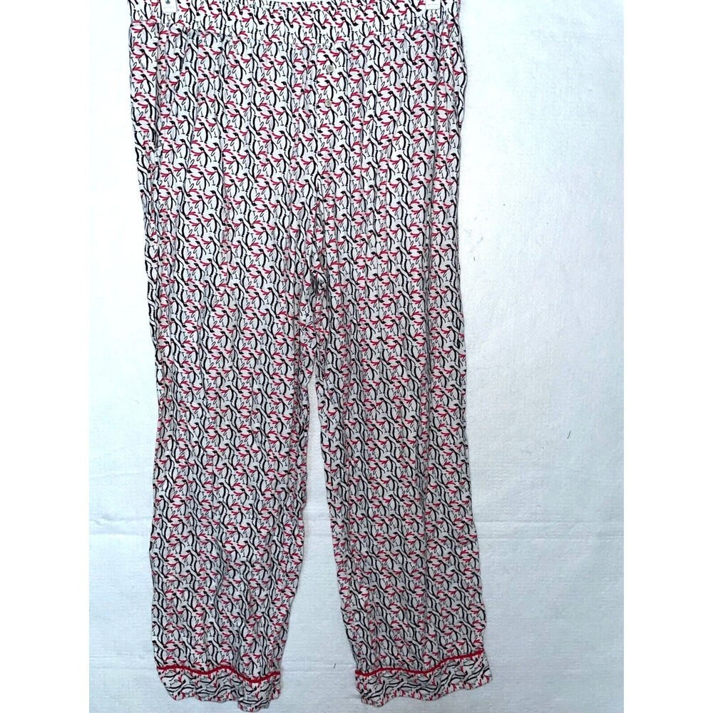 Victoria Secret Pajama Sleep Pants Women’s M White Penguin Flannel Pockets